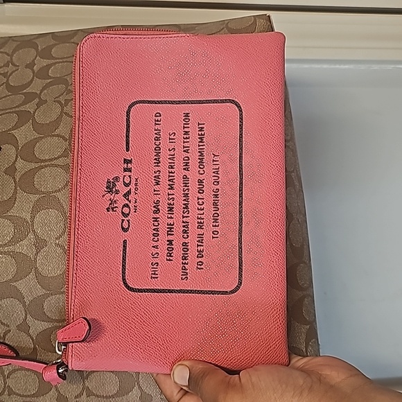 Pink and tan coach bag new with wallet - Picture 3 of 3